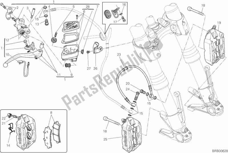 Tutte le parti per il Sistema Frenante Anteriore del Ducati Diavel Carbon FL Thailand 1200 2019